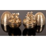 Nicholas Plummer, two silver and silver gilt surprise eggs,