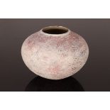 Philip Evans (born 1959), thrown spherical vessel, textured white glaze, signed to base,