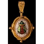 A Victorian micromosaic insect pendant,