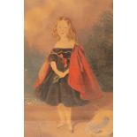 Follower of A E Chalon/Portrait of a Girl in a Red Cloak/watercolour,