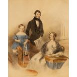 William I Moore (1790-1851)/A Family Within An Interior/signed and dated 1839 lower right/pencil