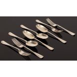 Four Victorian Old English pattern silver desert spoons, DR, 1867/68 and four matching silver forks,
