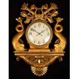 A Swedish style gilt framed wall clock,