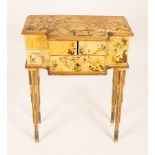 An Edwardian chinoiserie dressing chest, the whole decorated seascapes,
