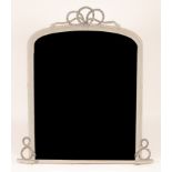 A Victorian pier glass with rope border and ribbon tie surmount,