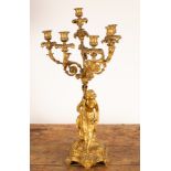 A 19th Century six light table light with grapes and vines to the central column,