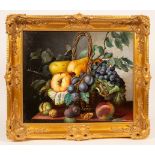 20th Century/Still Life/basket of fruit on a table/oil on canvas,