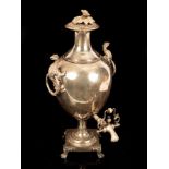 A 19th Century silver plated tea urn, made for Jno Perry, Cork, by JS Pyrke & Sons, London,