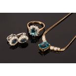 A group of paste set jewellery comprising a necklace set in 9ct gold,