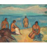 Karl Mydske Berger (born 1928)/Bathers/signed lower right/oil on board, 31.