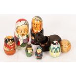 A small collection of Russian Matryoshka dolls, 20th Century including political figures,