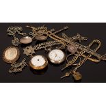 A 18th Century gilt metal pocket watch, Albert Lanchaud, incomplete and a collection of watches,