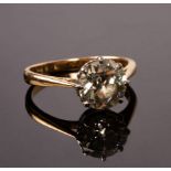 A diamond solitaire ring, the claw set stone of approximately 2.