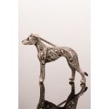 A marcasite brooch modelled as a whippet, set in silver, Birmingham 1990, 2.