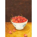 Nigel Ashcroft (born 1951)/Still Life with Bowl of Cherries/initialled,