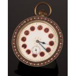 A bull's eye travelling watch CONDITION REPORT: The enamel dial with cracks,