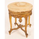 A late 19th Century French stool with adjustable upholstered top,