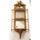 Two giltwood and plaster mirror back shelves, with fern surmount and foxglove finials,