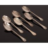 Six silver dessert spoons, W M Co.