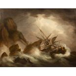 Circle of Nicholas Pocock/A Shipwreck/with sailors abandoning ship/bears signature and date/oil on