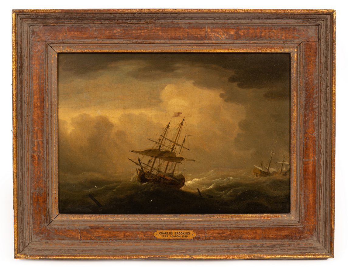 Attributed to Charles Brooking (1723-1759)/Ships on a Stormy Sea/oil on canvas, 24cm x 34. - Image 2 of 3