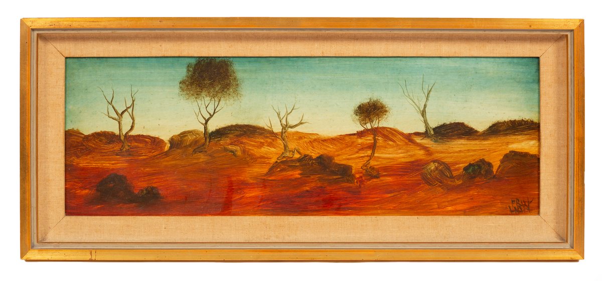 Kevin 'Pro' Hart MBE (1928-2006)/Broken Hill Landscape/signed/oil on board, 21.5cm x 64. - Image 3 of 6