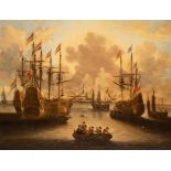 Attributed to Peter Van De Velde (1634-1723)/Shipping in Harbour/initialled/oil on canvas, 46.