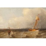 Follower of John Wilson Carmichael/Fishing Boats/on a choppy sea/oil on canvas, 17cm x 25.