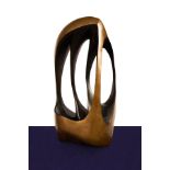 A modernist bronze sculpture of abstract design,