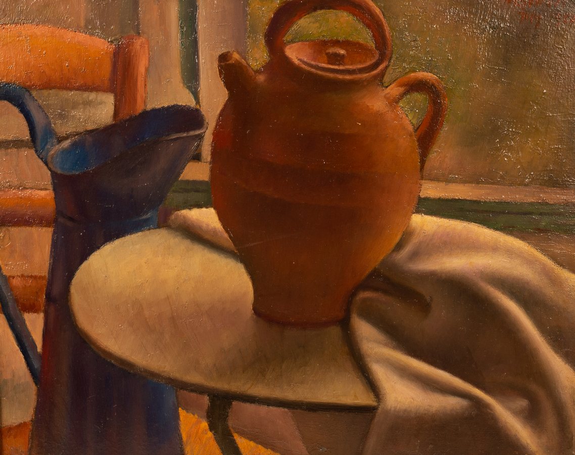 Mark Gertler (1891-1939)/Still Life/with earthenware vessel and blue ewer/signed and dated July