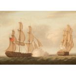 English School, late 18th Century/A Naval Engagement/oil on canvas,