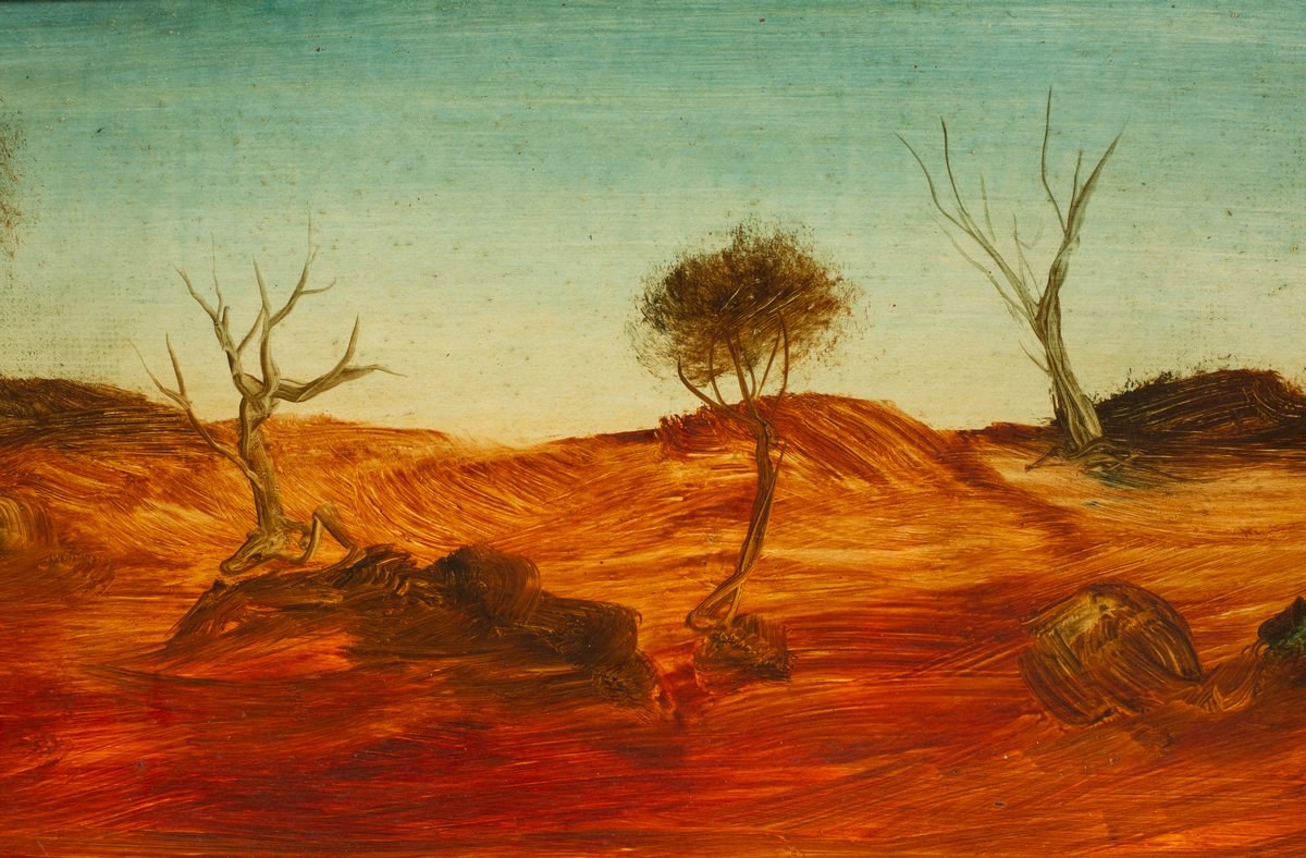 Kevin 'Pro' Hart MBE (1928-2006)/Broken Hill Landscape/signed/oil on board, 21.5cm x 64. - Image 5 of 6