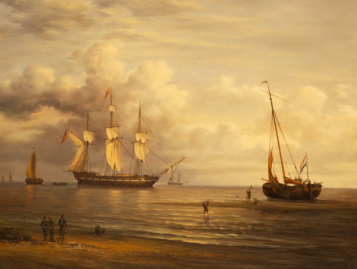 After William Cantiloe Joy/Shipping of the Coast/oil on panel,