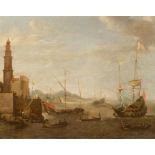 Follower of Bonaventura Peeters/Men-of-War/and other shipping off a fortified town/oil on copper,