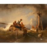 Follower of William Clarkson Stansfield/Abandoning the Boat/figures in a rowing boat beside a
