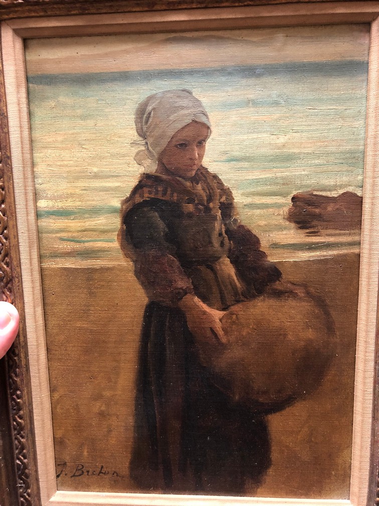 Jules Breton (1827-1906)/Breton Girl by the Coast/signed/oil on canvas, 34.5cm x 23. - Image 6 of 10