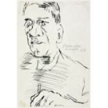 Oskar Kokoschka. Selbstbildnis mit Radiernadel.