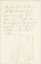 Otto Dix. Eigenhändiger Brief mit Bleistiftzeichnung (Bildskizze »Lot und seine Töchter«).