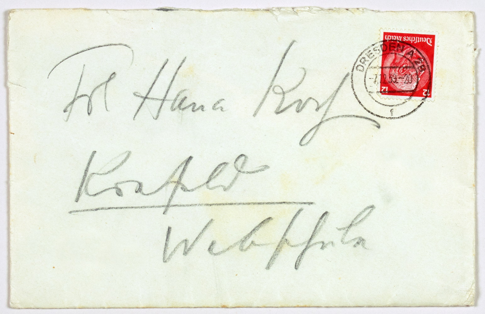 Otto Dix. Eigenhändiger Brief mit Bleistiftzeichnung (Bildskizze »Lot und seine Töchter«). - Image 2 of 2