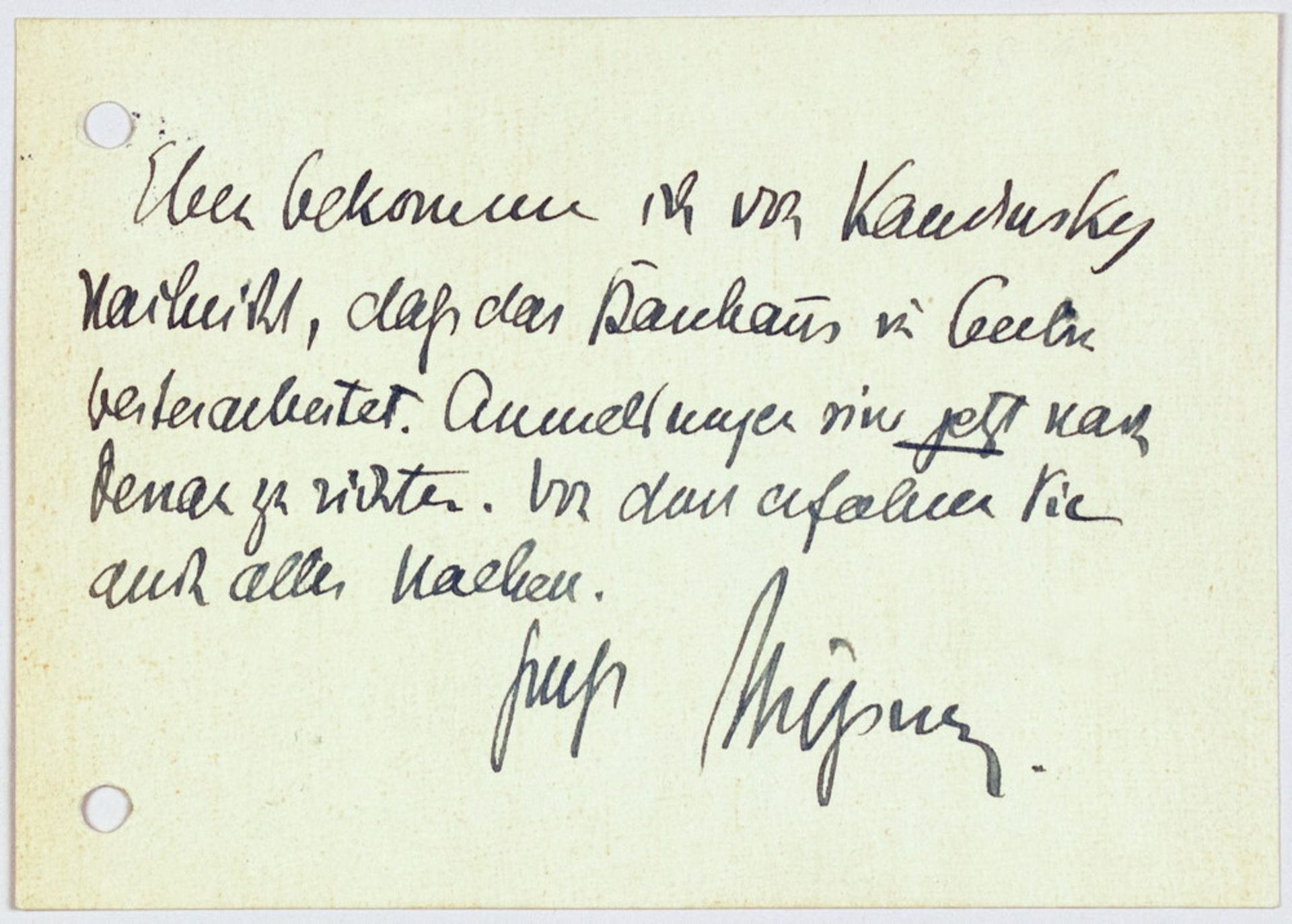 Georg Gustav Wieszner. Visitenkarte mit eigenhändigem Gruß und eigenhändige Briefkarte, beide mit Un - Bild 3 aus 3