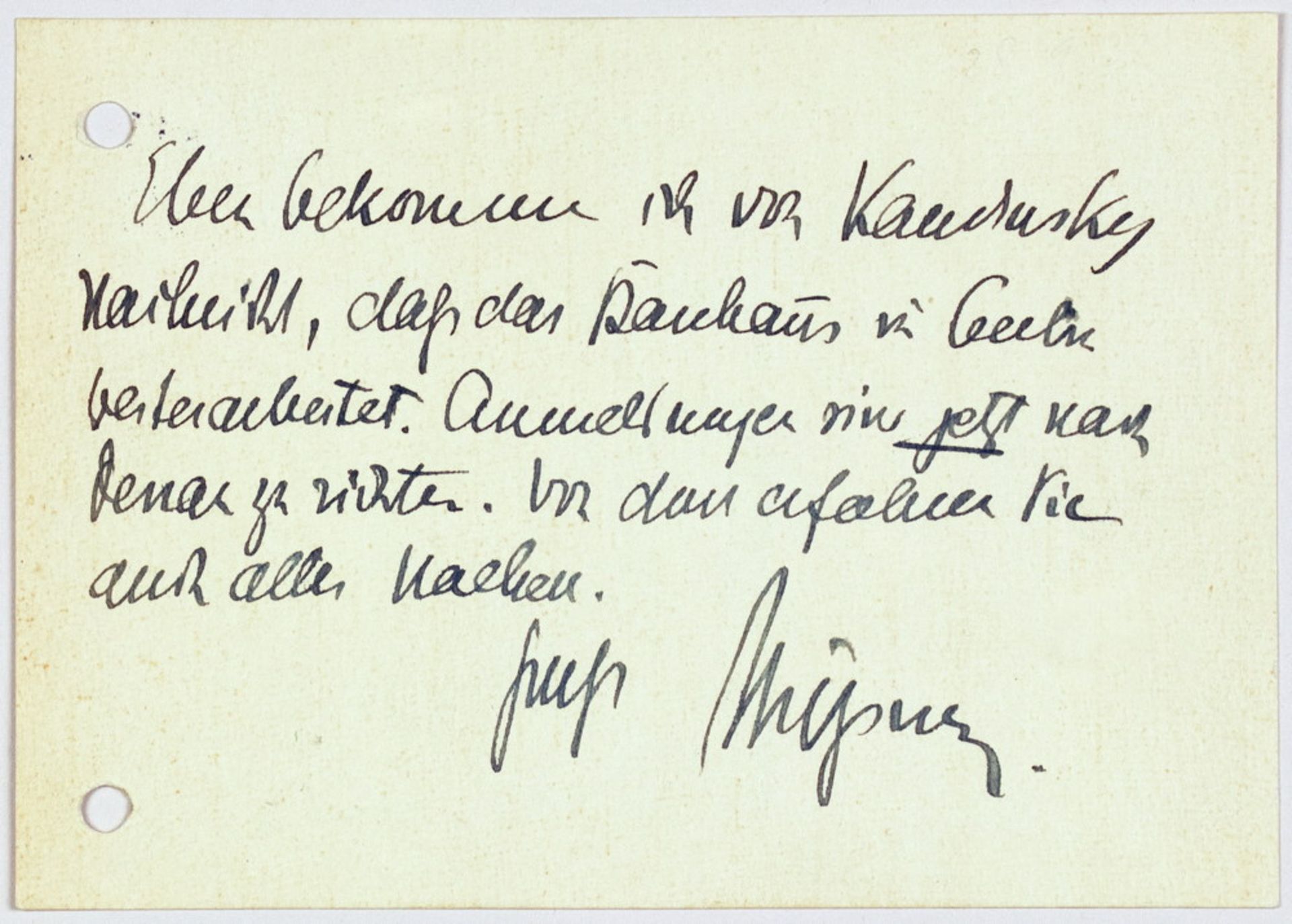 Georg Gustav Wieszner. Visitenkarte mit eigenhändigem Gruß und eigenhändige Briefkarte, beide mit Un - Image 3 of 3