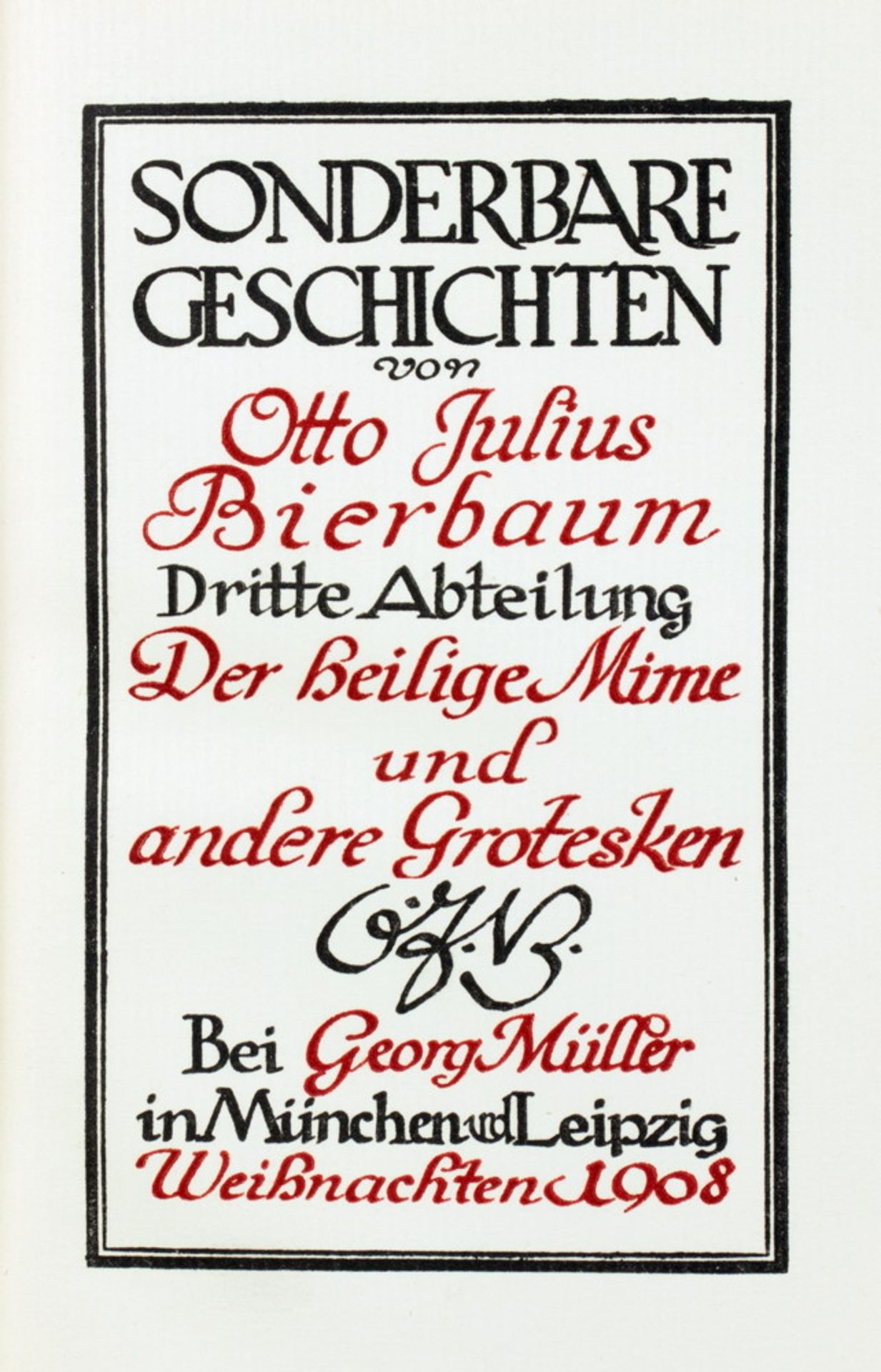 Georg Müller Verlag - Otto Julius Bierbaum. Sonderbare Geschichten. - Image 2 of 2