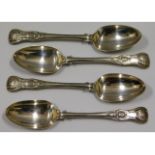 Four king's pattern 1869 George Adams London silver tablespoons, 360g