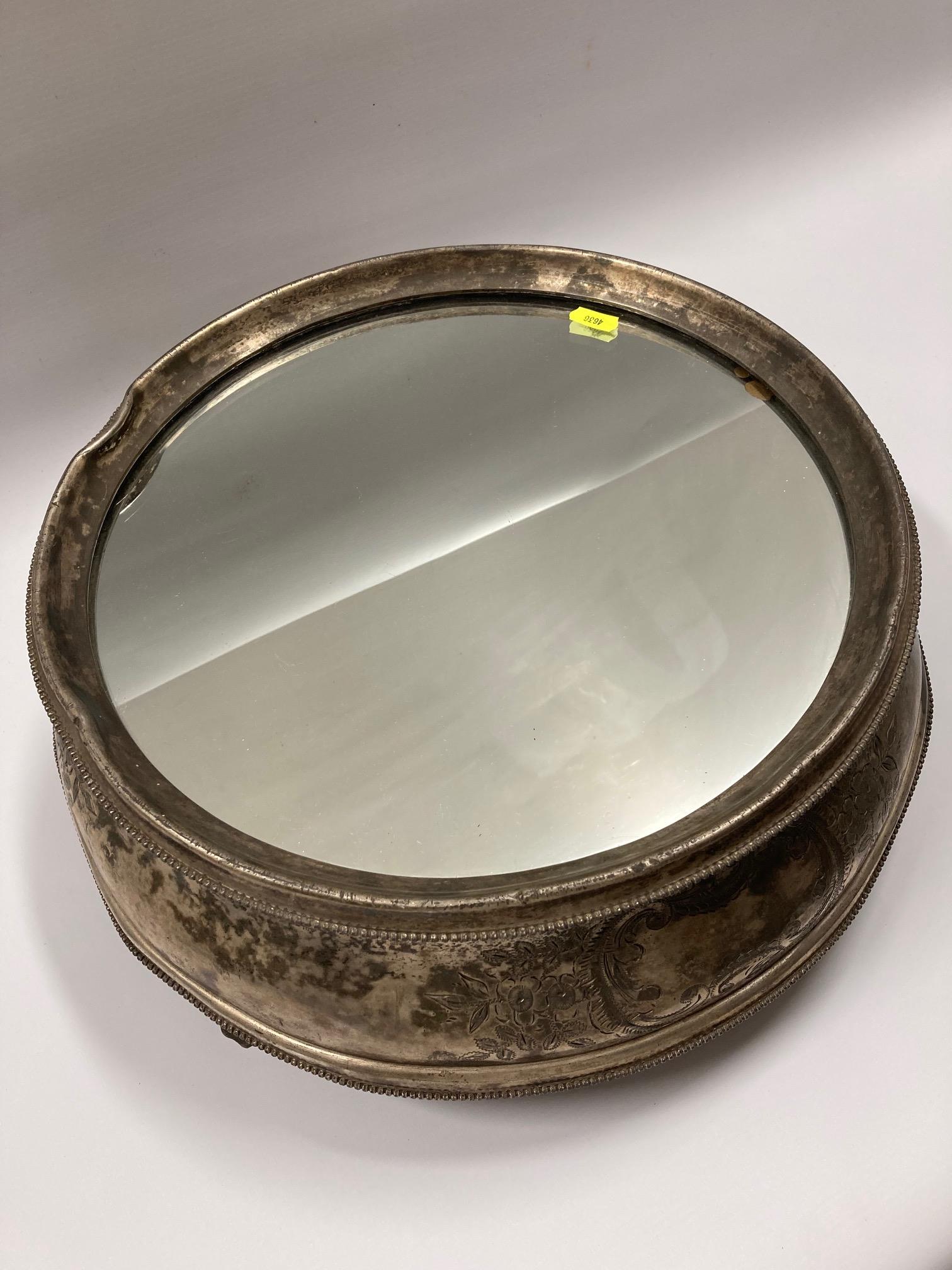 A c.1900 silver plated with mirror base wedding ca - Image 2 of 4