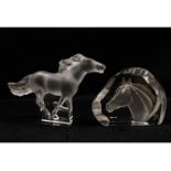 A Lalique crystal Kazak horse 4.5in tall twinned w