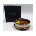 A boxed Carrs silver wine coaster, 3.75in wide