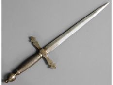 An antique steel dagger with wire bound handle & b
