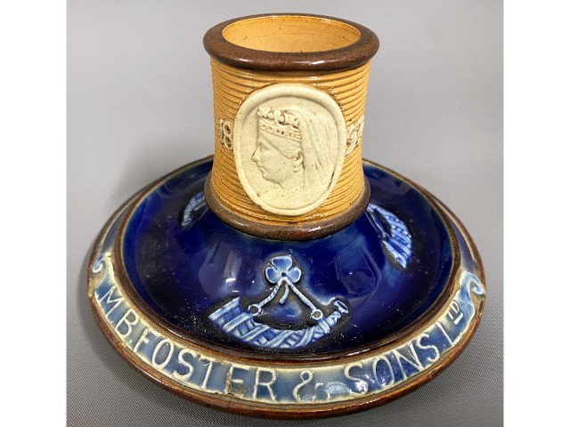 A Victorian Doulton Lambeth stoneware M. B. Foster & Sons Ltd. Bottled Beer advertising vesta holder