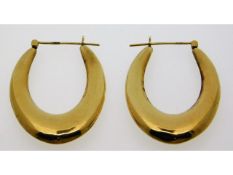 A pair of 9ct gold hoop drop earrings, 41mm drop x