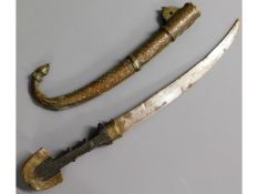 A c.1900 Persian dagger with scabbard, 17.5in long